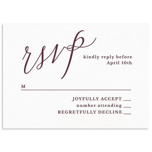 At Last Wedding Response Cards Eggplant Signature Standard