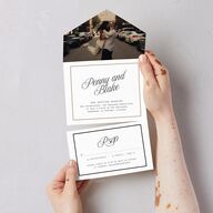 Vintage Script All-in-One Wedding Invitations Pure White Signature Light Both Recipient and Return Addresses No