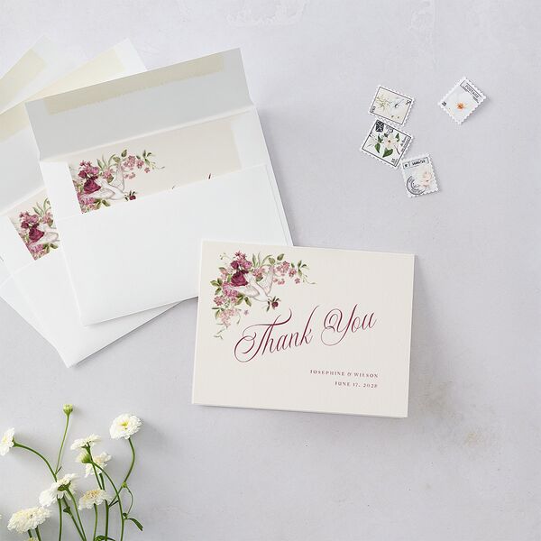 Vintage Love Doves Thank You Cards Shell Pink