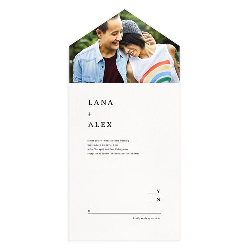 Natural Palette All-in-One Wedding Invitations Pure White Signature Light Both Recipient and Return Addresses No