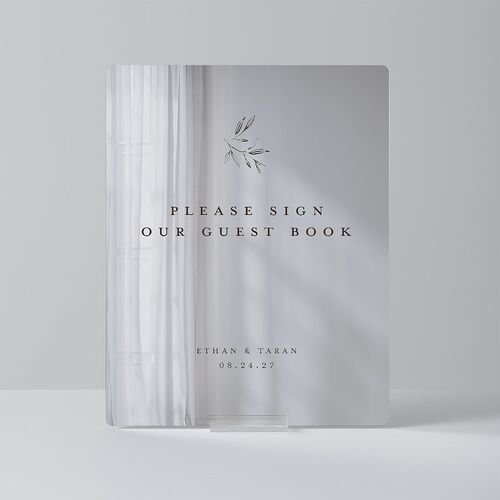 Minimal Leaves Mirrored Acrylic Menu Tabletop Sign Small Bisque Tabletop Menu Mirrored Acrylic S Standard