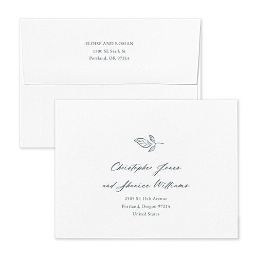 Fresh off the Market Garden Vintage Botanical Sketch Bridal Shower Thank You Card Envelopes White Dusty Blue Both Recipient and Return Addresses Signature Standard