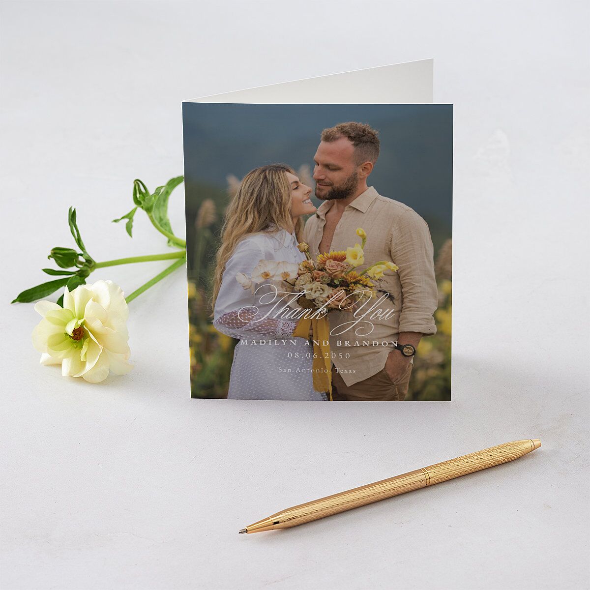 Western Horseshoe Botanical Thank You Cards Mocha