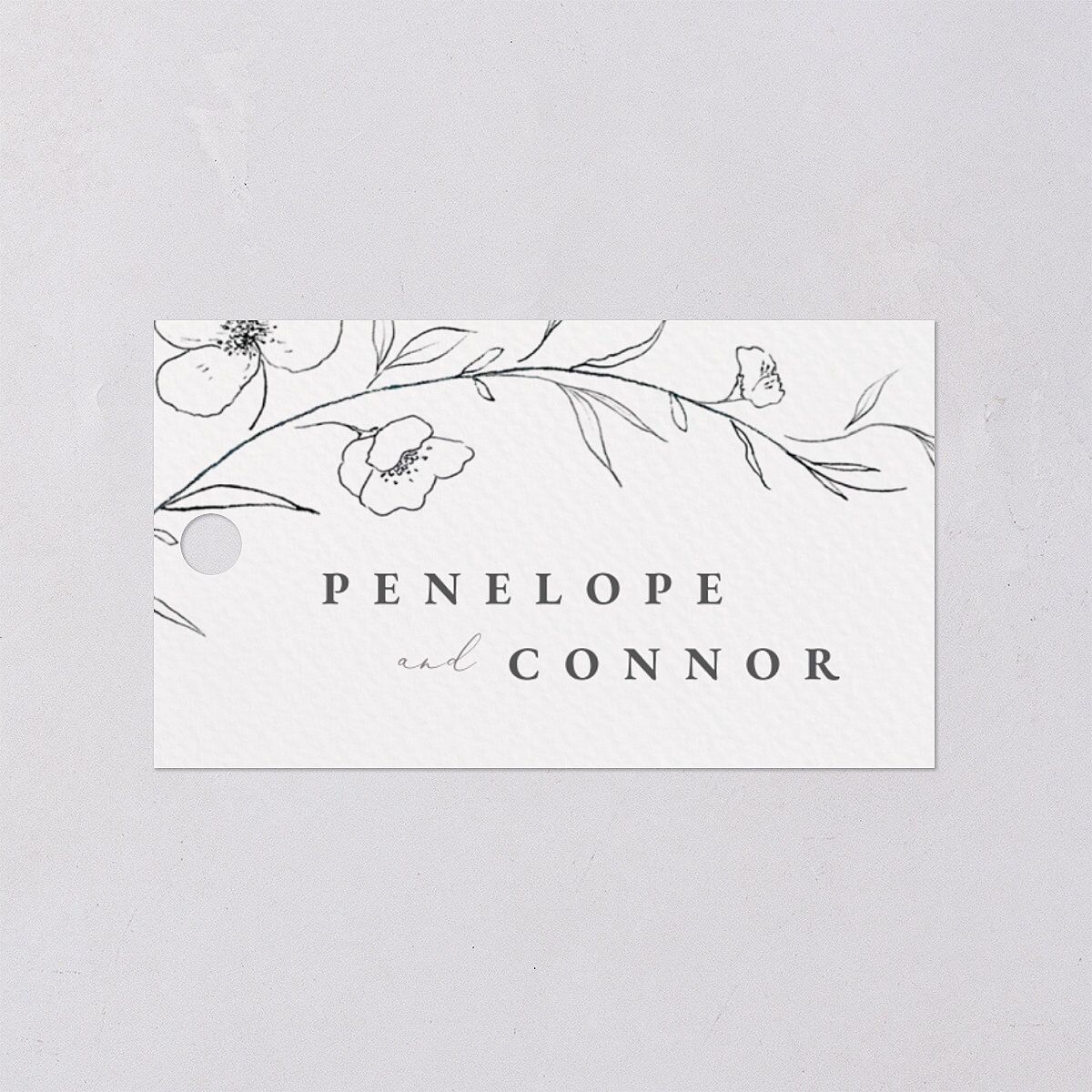 Graceful Botanical Favor Gift Tags Shadow Gray Signature