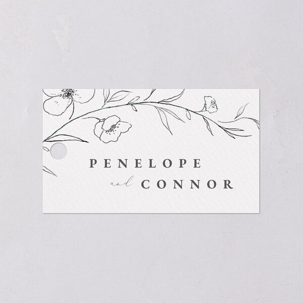 Graceful Botanical Favor Gift Tags Shadow Gray Signature