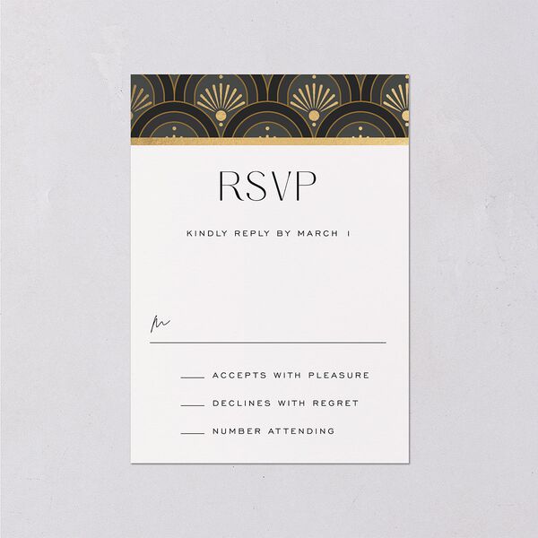 Modern Deco Wedding Response Cards Gold Charcoal Signature Standard