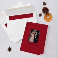 Holiday Eclectic Wavy Frame Holiday Cards Ruby Portrait  Signature Blank Standard