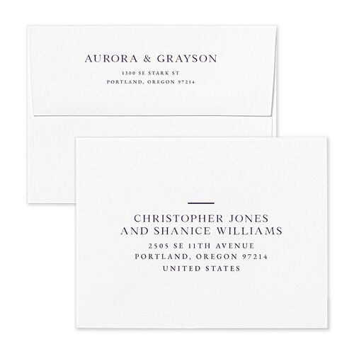 Bohemian Arch Foil Thank You Card Envelopes White Plum Both Recipient and Return Addresses Signature Standard