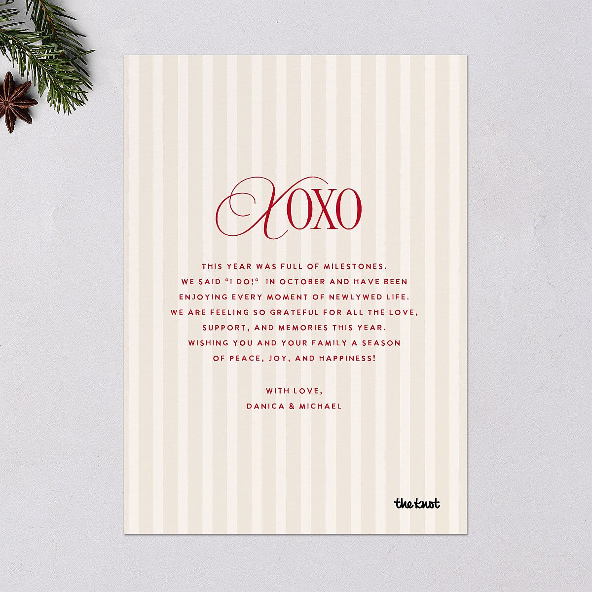 Classic Editorial First Christmas Photos Holiday Cards Merlot Signature Blank Standard