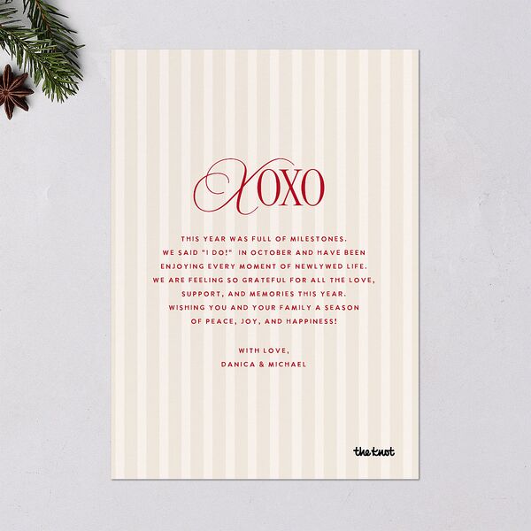 Classic Editorial First Christmas Photos Holiday Cards Merlot Signature Blank Standard