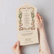 Southwestern Nouveau All-in-One Wedding Invitations Red Clay Signature Light Both Recipient and Return Addresses No