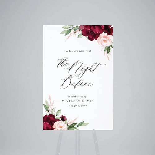 The Night Before Beloved Floral Standard Welcome Sign Large Dark Berry Standard Indoor Foam Core L Welcome