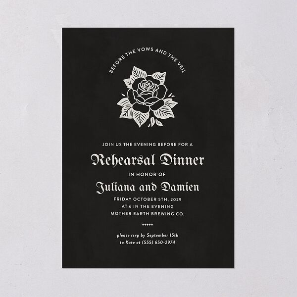 Moody Gothic Rose Rehearsal Dinner Invitations Midnight Signature Blank Standard