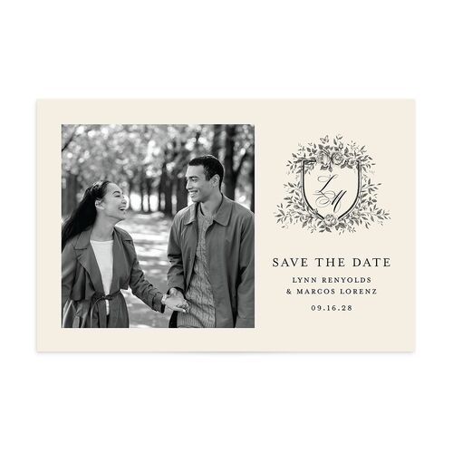 Rose Crest Photo Save the Date Postcards Linen