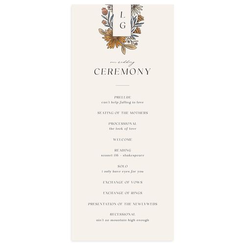 Timeless Wildflowers Wedding Programs Terracotta Signature