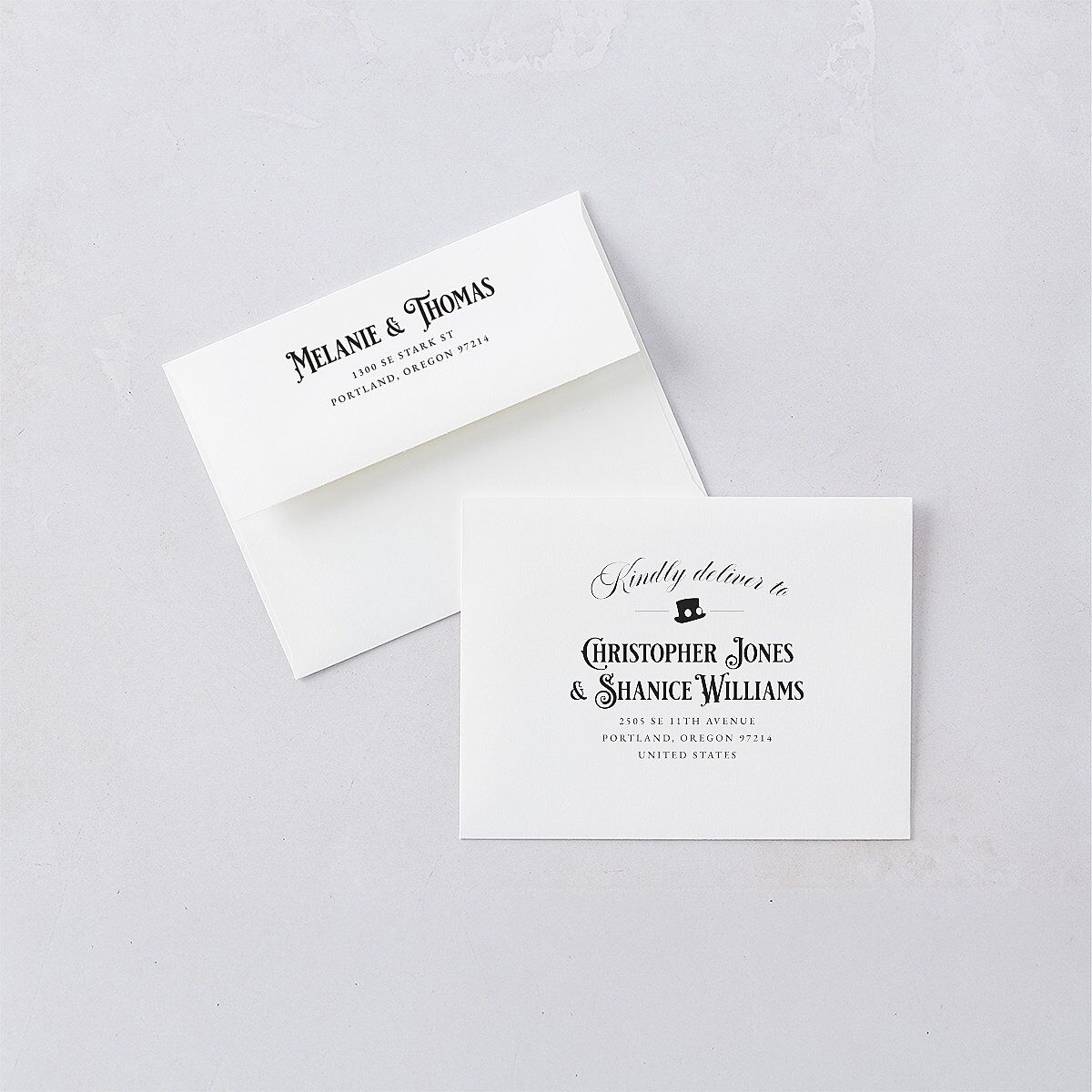 Steampunk Vintage Thank You Card Envelopes Charcoal White Both Recipient and Return Addresses Signature Standard