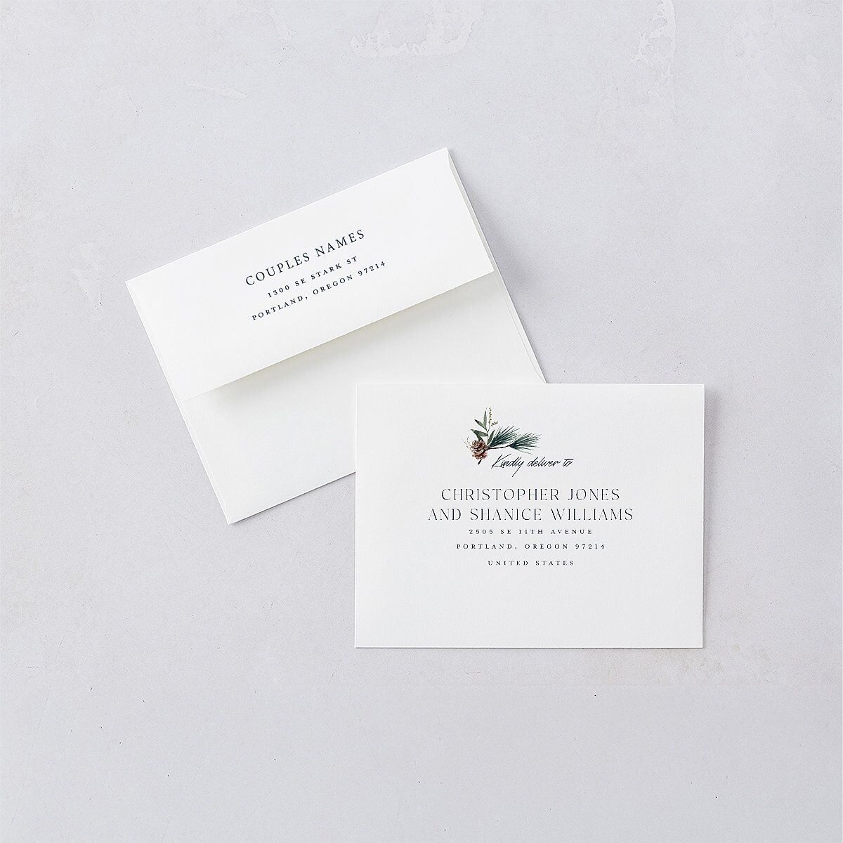 Rustic Pine Thank You Card Envelopes — view 1