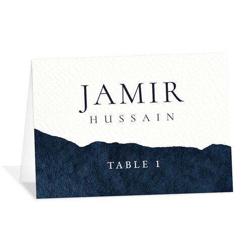 Layered Watercolor Place Cards Navy Signature