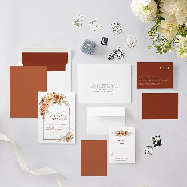Bohemian Arch Wedding Invitations Copper Signature Blank No Standard