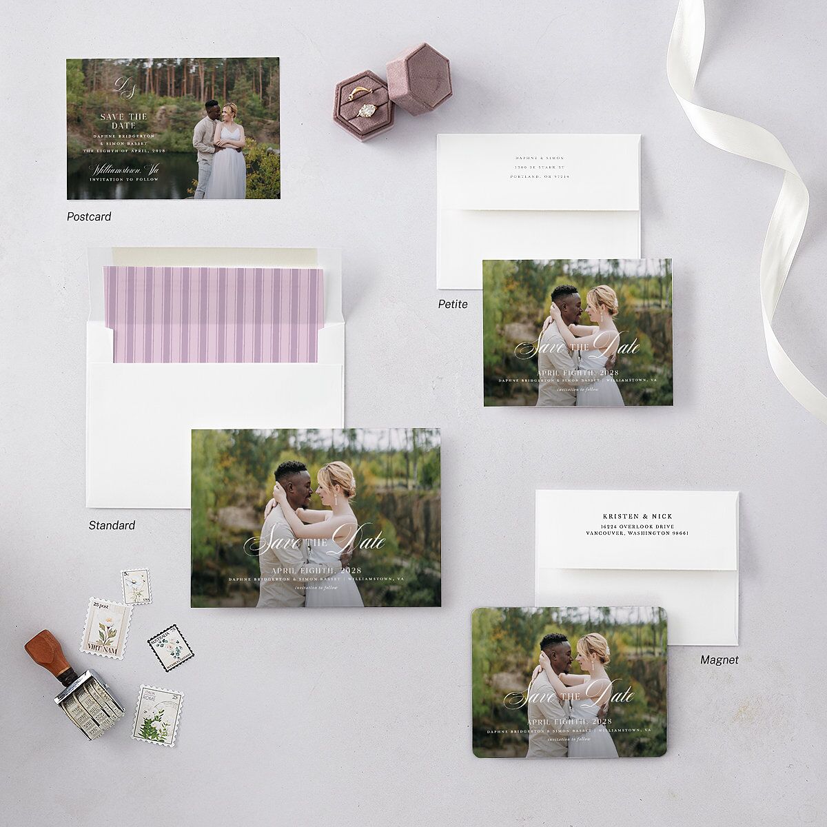 Formal Wisteria Garden Crest Save the Date Cards by Bridgerton — view 7