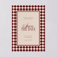 Elegant Diamond Pattern Save the Date Cards Burgundy Signature smooth Blank No Standard