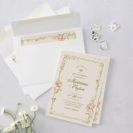 Whimsical Drawn Flowers Wedding Invitations Thyme Signature Blank No Standard