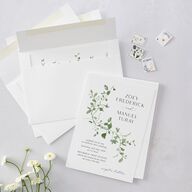 Curved Garland Wedding Invitations Pure White Signature Blank No Standard