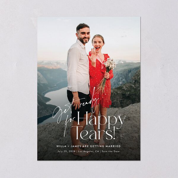 Happy Tears Save The Date Cards Licorice Signature smooth Blank No Standard