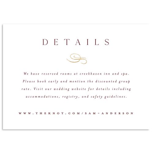 Flourishing Love Wedding Event Detail Cards Gold Merlot Signature Standard