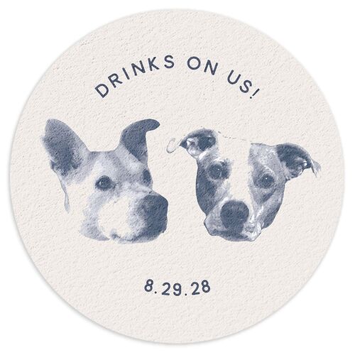 Custom Pet Portrait Coasters Midnight Navy Cardboard Circle