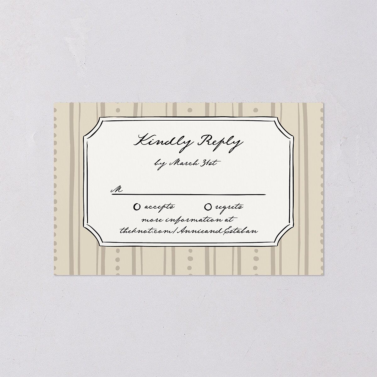 Vintage Candelabra with Bow All-in-One Wedding Invitations Bisque Signature Light Both Recipient and Return Addresses No
