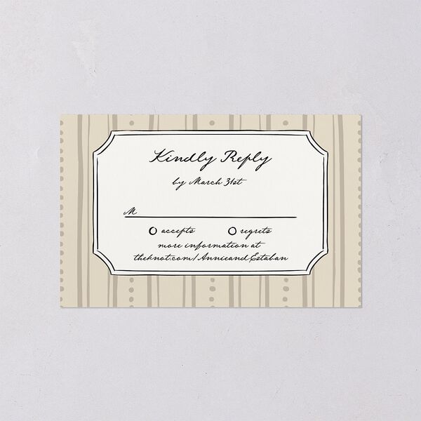 Vintage Candelabra with Bow All-in-One Wedding Invitations Bisque Signature Light Both Recipient and Return Addresses No