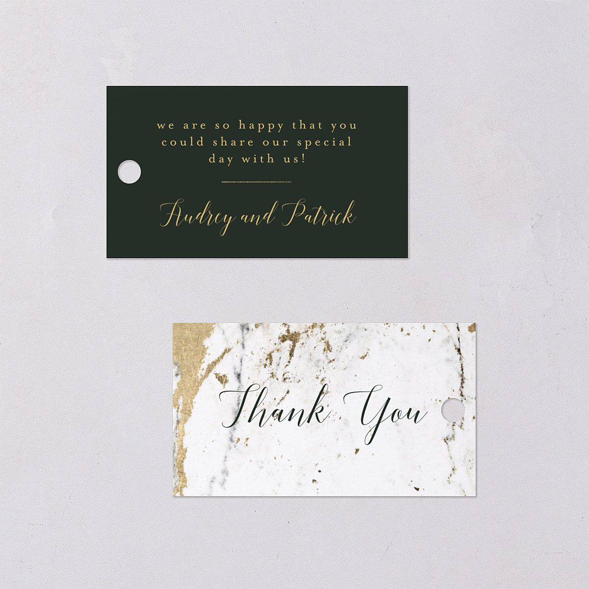 Marble and Gold Favor Gift Tags Dark Emerald Signature