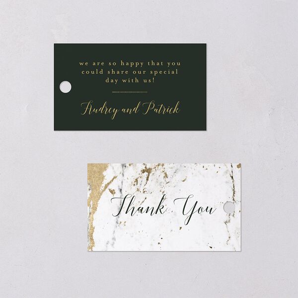 Marble and Gold Favor Gift Tags Dark Emerald Signature