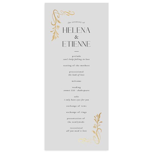 Nouveau Frame Foil Wedding Programs Gold Fog Signature