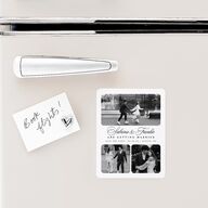 Modern Classic Picture Portrait Save The Date Magnets Pure White Magnet Paper