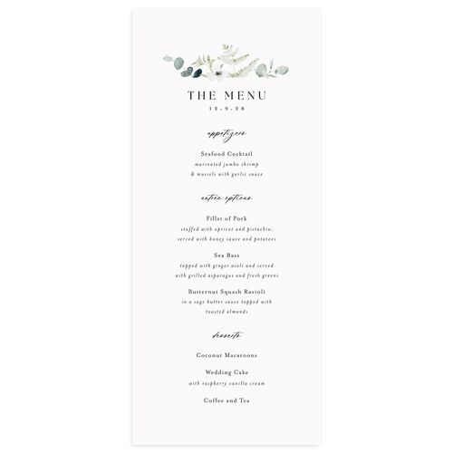 Elegant Anemone Menus Ice Blue Signature