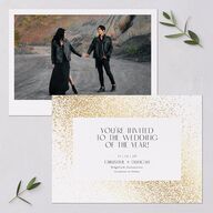 Shimmering Frame Save The Date Cards Gold Off-White Signature smooth Blank No Standard