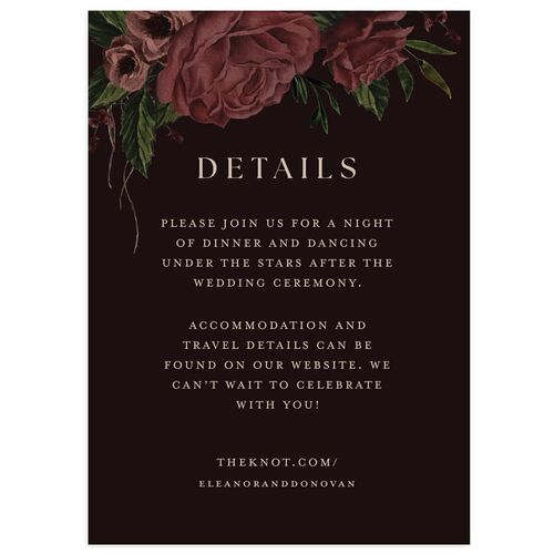 Dark Gothic Roses Wedding Enclosure Cards Burgundy Signature Standard
