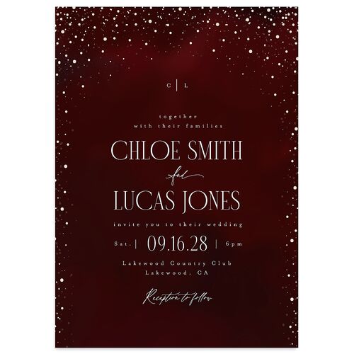 Sparkling Night Wedding Invitations Burgundy Signature Blank No