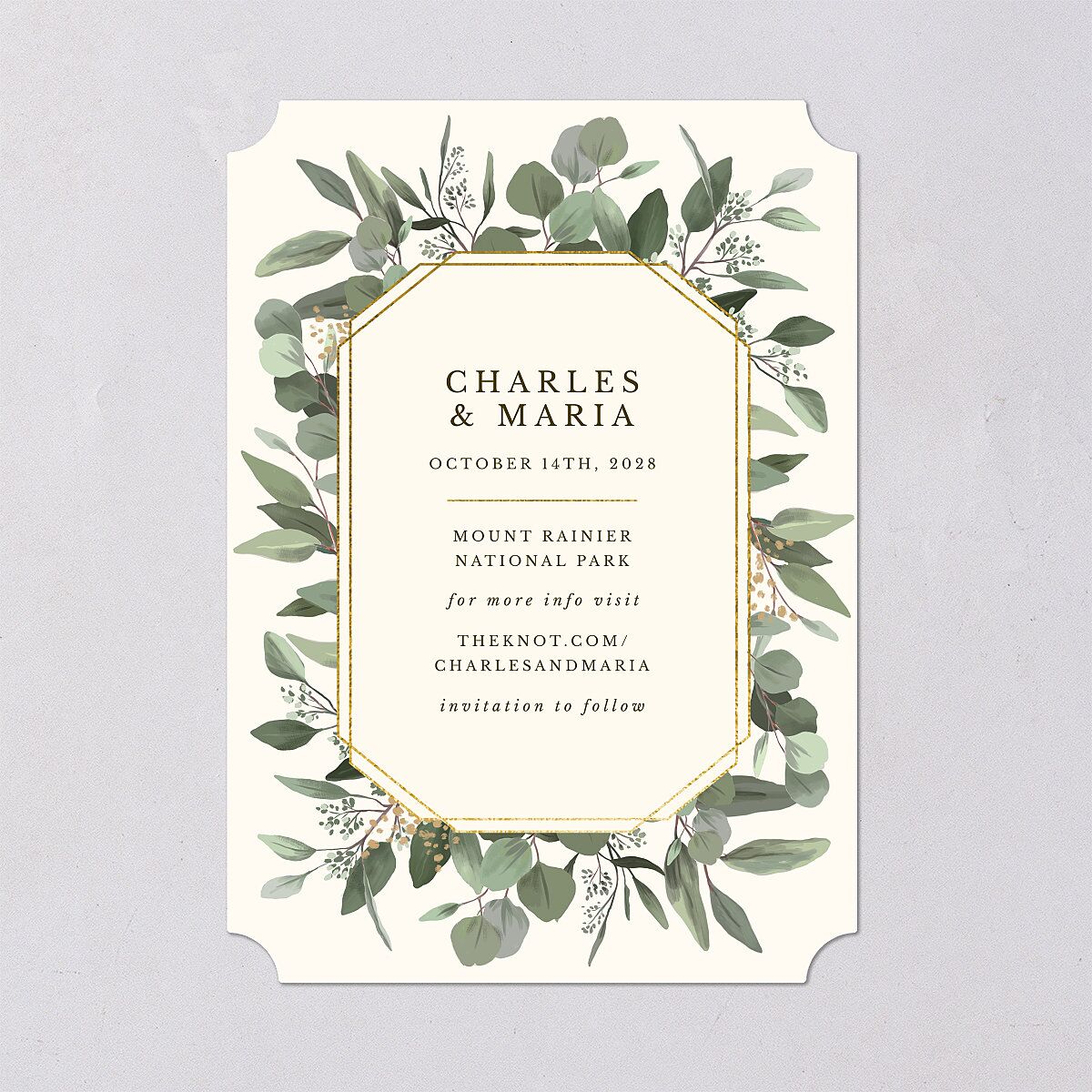 Simple Eucalyptus Save the Date Cards — view 3