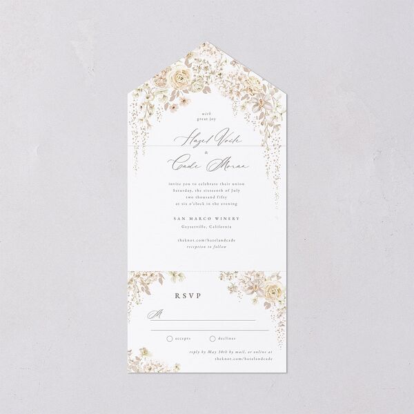 Luxury Floral Archway All-in-One Wedding Invitations Dijon Signature Light Both Recipient and Return Addresses No