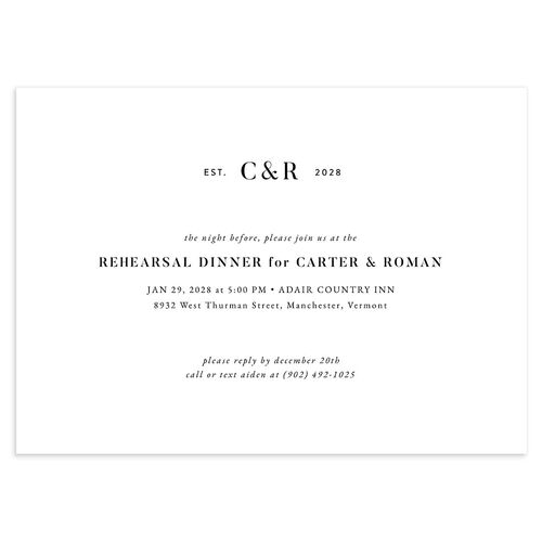 Luxe Monogram Rehearsal Dinner Invitations Pure White Signature Blank Standard