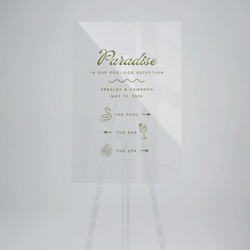 Cabana Stripes Acrylic Direction Sign Large Olive Standard Acrylic L Direction