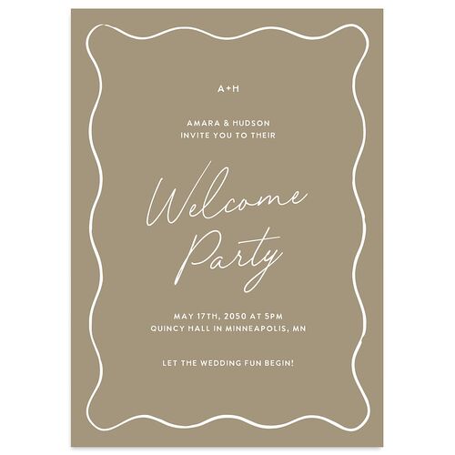 Hand Drawn Wavy Border Rehearsal Dinner Invitations Mocha Signature Blank Standard