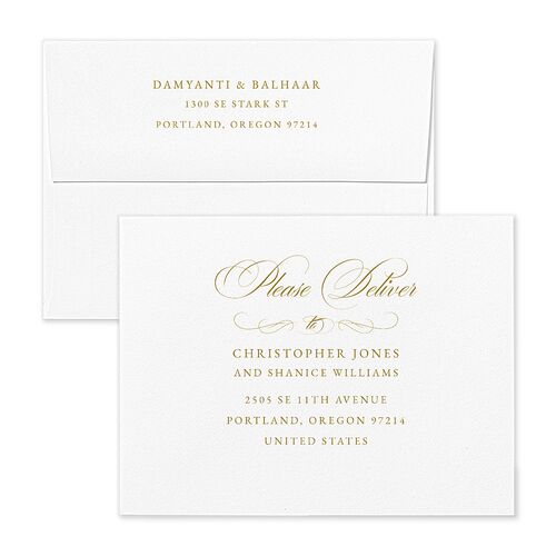 Vintage Flourish Save the Date Magnet Envelopes Rose Linen Both Recipient and Return Addresses Signature Standard