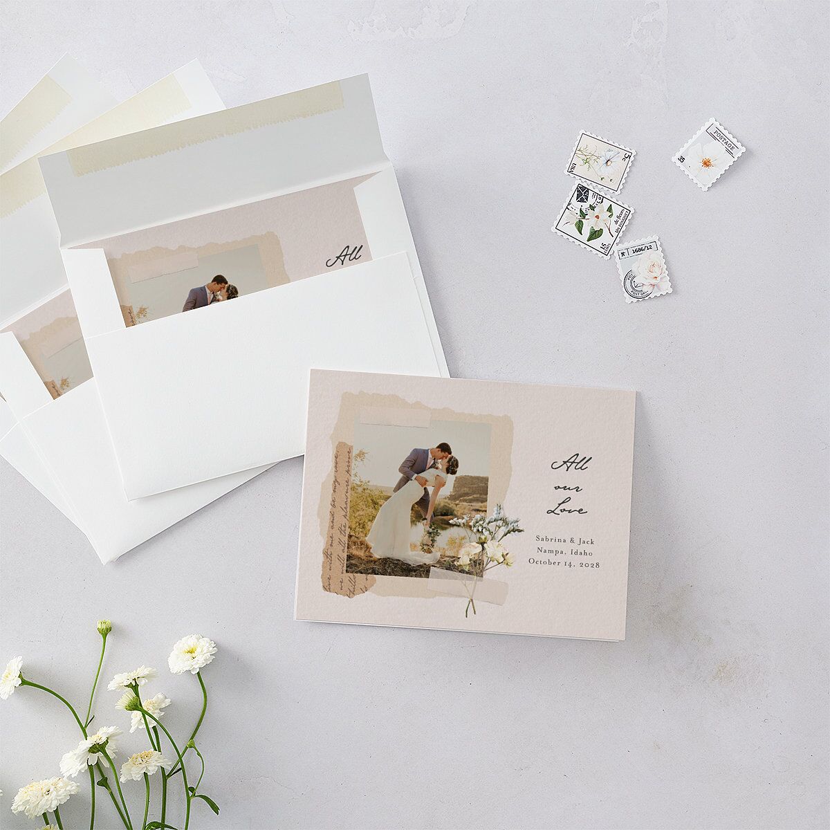 Scrapbook Photo Thank You Cards Linen