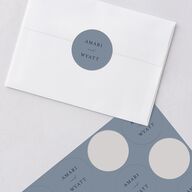 Rustic Branch Frame Wedding Stickers Navy Circle