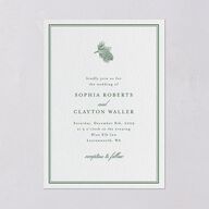 Elegant Winter Pine Cone Wedding Invitations Scottish Green Signature Blank No Standard