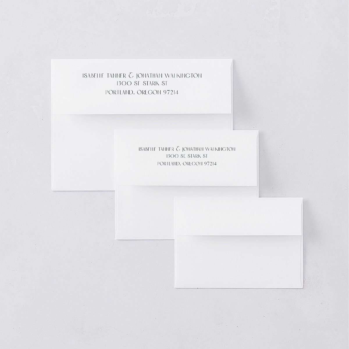 Elegant Nouveau Thank You Card Envelopes White Dark Emerald Both Recipient and Return Addresses Signature Standard